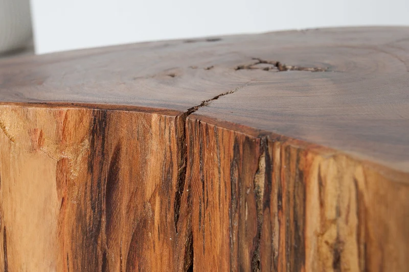 Lot de 2x Table basse en bois massif GOA 50cm tabouret en tronc d’arbre d’acacia table d’appoint fait main