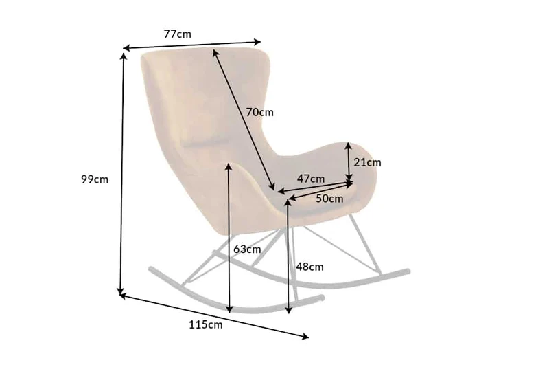 Fauteuil à bascule design SCANDINAVIA SWING en velours jaune moutarde