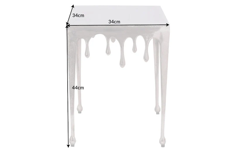 Table d'appoint extravagante LIQUID LINE S 34cm design goutte argentée