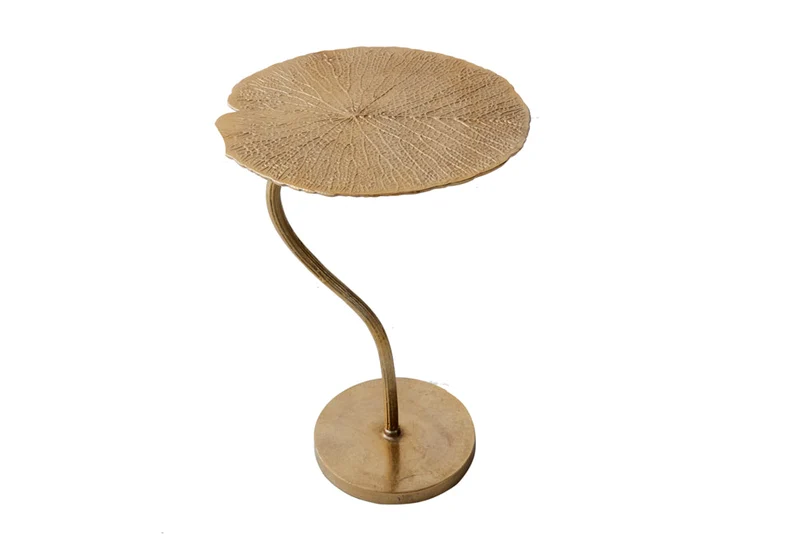 Table d'appoint design faite main ABSTRACT LEAF 40cm or