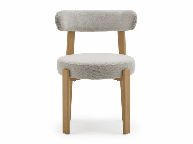 Lot de 4 chaises Odéon – assise ronde, dossier enveloppant & pieds effet bois