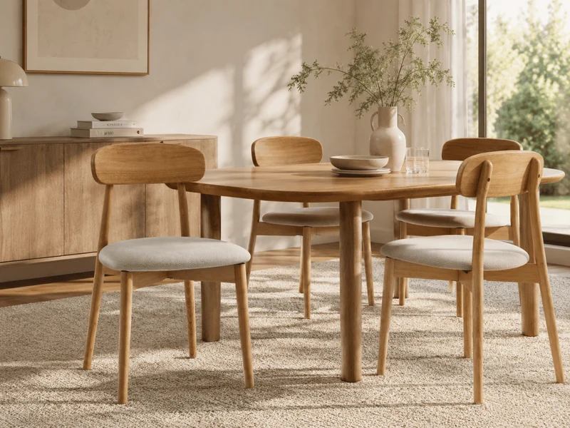 Lot de 4 chaises Varenne – bois clair, tissu doux et lignes élégantes