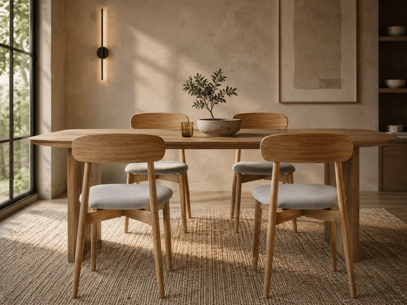 Lot de 4 chaises Varenne – bois clair, tissu doux et lignes élégantes