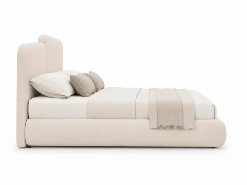 Lit coffre Romane – Tête de lit moderne asymétrique et grand rangement