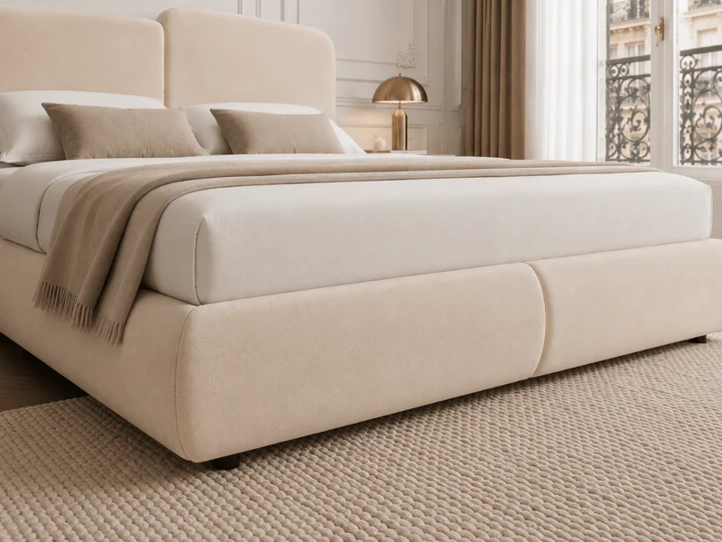 Lit coffre Romane – Tête de lit moderne asymétrique et grand rangement