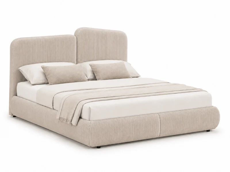 Lit coffre Romane – Tête de lit moderne asymétrique et grand rangement