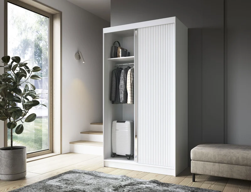 Armoire Dressing Coulissante 120 & 180 cm – Noir ou Blanc – Miroir Optionnel - RAVENTO