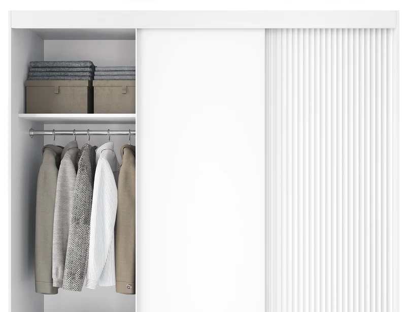 Armoire Dressing Coulissante 120 & 180 cm – Noir ou Blanc – Miroir Optionnel - RAVENTO