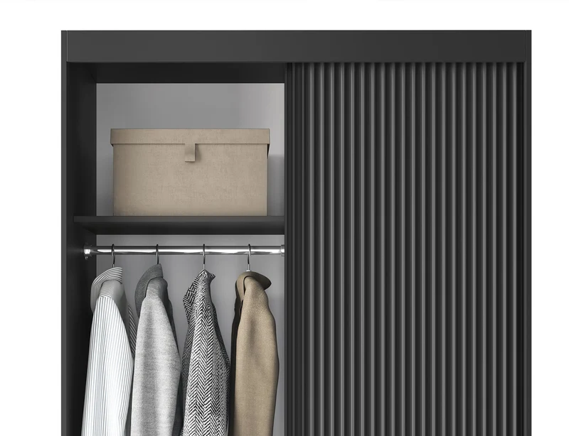 Armoire Dressing Coulissante 120 & 180 cm – Noir ou Blanc – Miroir Optionnel - RAVENTO