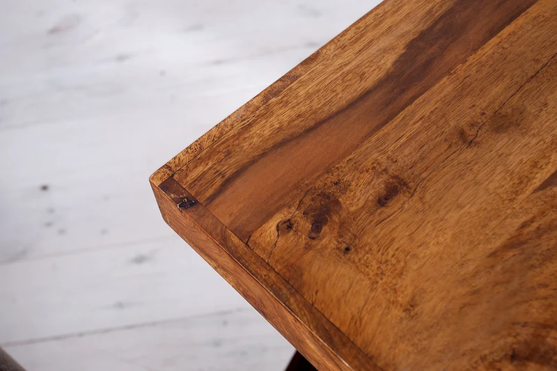 Table d'appoint en bois massif Z 45 cm finition pierre de Sheesham marron grain unique