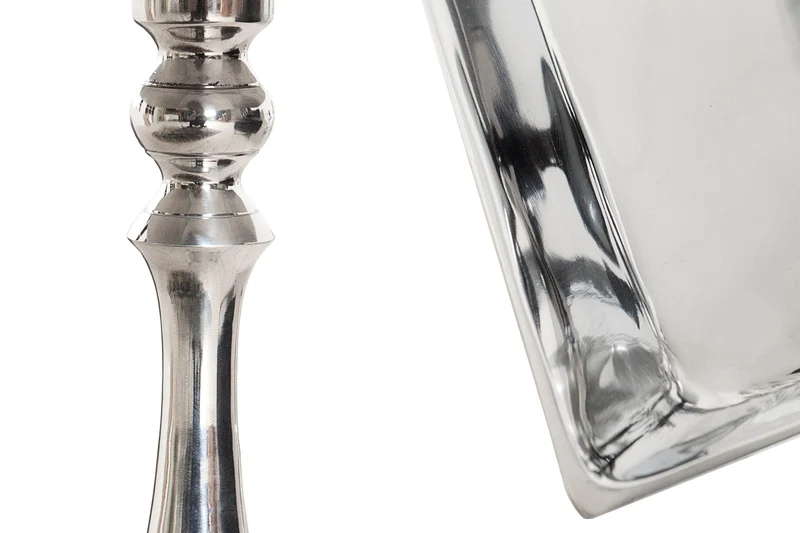 Lot de 2x Table d'appoint en filigrane TRAYFUL 55cm argent aluminium table plateau