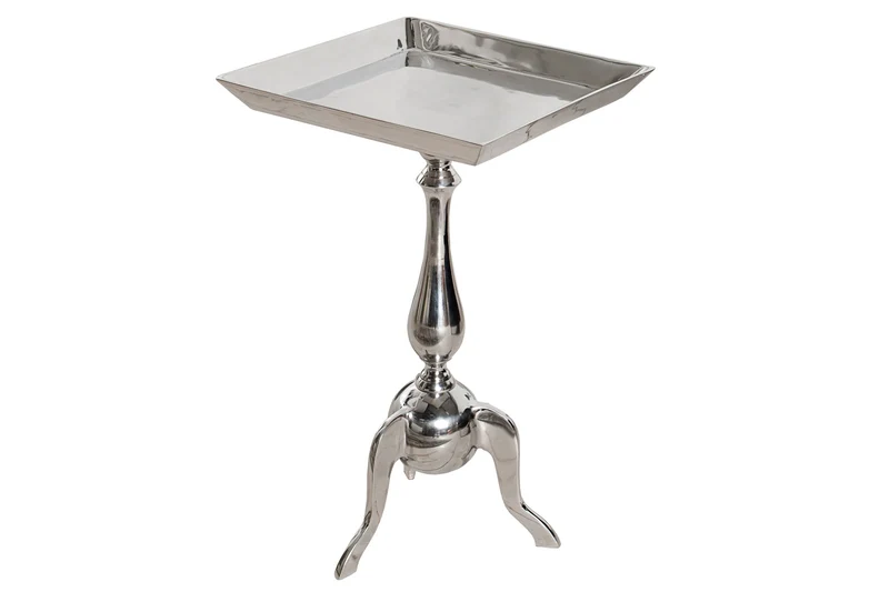 Lot de 2x Table d'appoint en filigrane TRAYFUL 55cm argent aluminium table plateau