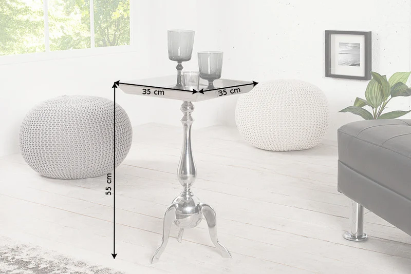 Lot de 2x Table d'appoint en filigrane TRAYFUL 55cm argent aluminium table plateau