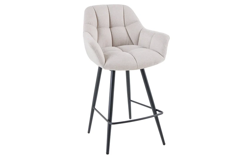 Lot de 2x Tabouret de bar pivotant PAPILLON champagne beige tabouret de bar avec dossier pieds métalliques noirs