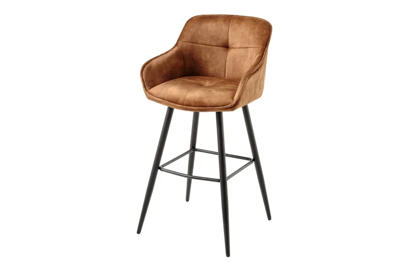 Lot de 2x Design tabouret de bar EUPHORIA rouille brun velours pieds métalliques noirs tabouret de bar avec dossier
