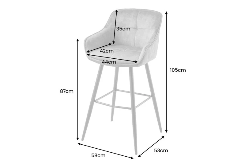 Lot de 2x Design tabouret de bar EUPHORIA rouille brun velours pieds métalliques noirs tabouret de bar avec dossier