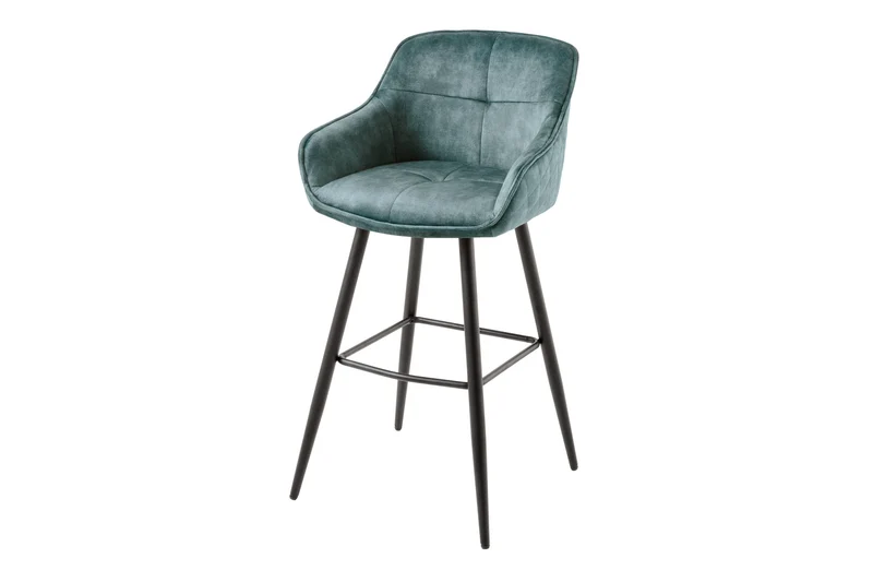 Lot de 2x Design tabouret de bar EUPHORIA gris velours pieds métalliques noirs tabouret de bar avec dossier
