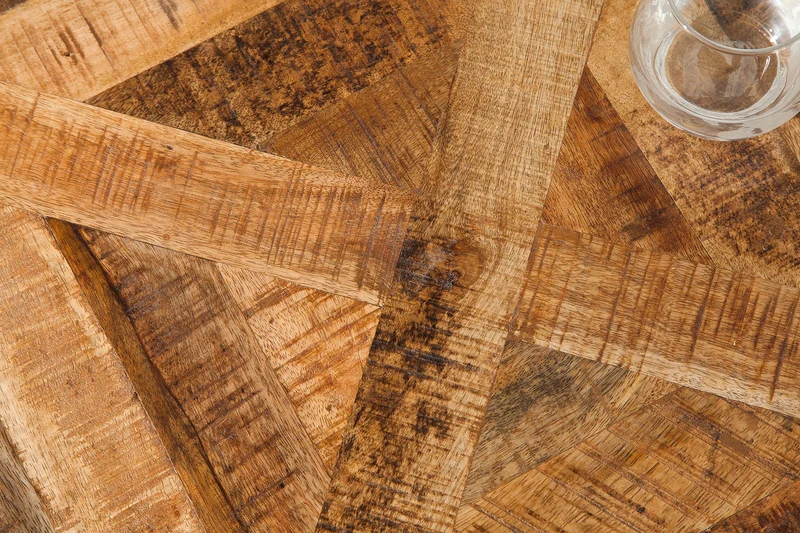 Table à manger solide INFINITY HOME 160 cm en bois de manguier noir naturel design industriel cadre en X