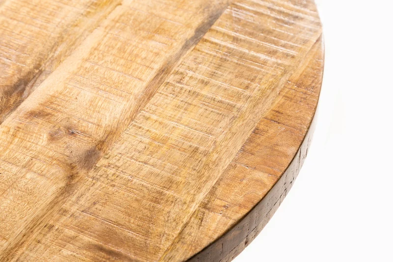 Table à manger solide IRON CRAFT 80cm ronde en bois de manguier naturel