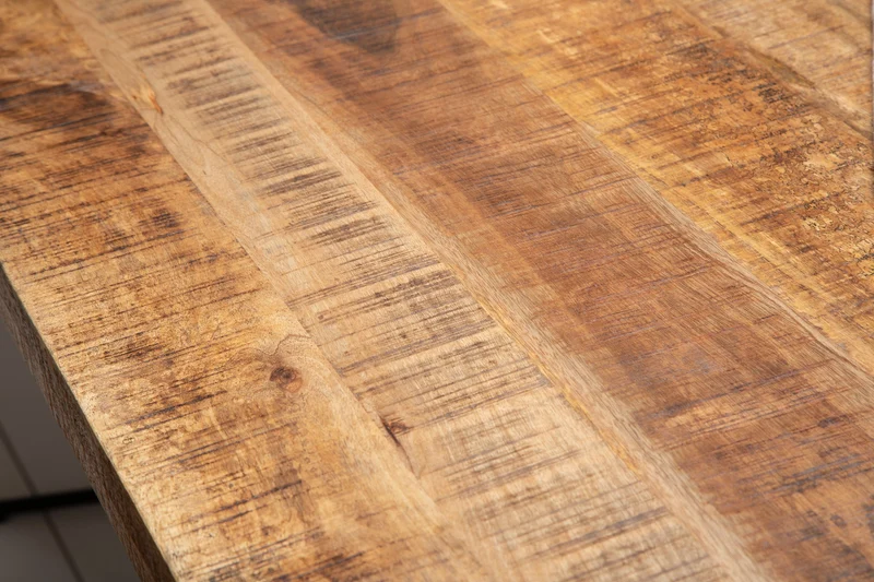 Table à manger industrielle solide GALAXIE 180cm en bois de manguier structure en forme d'étoile