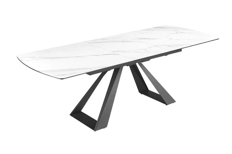 Table à manger extensible CONCORD 180-230 cm céramique blanche design marbre métal noir