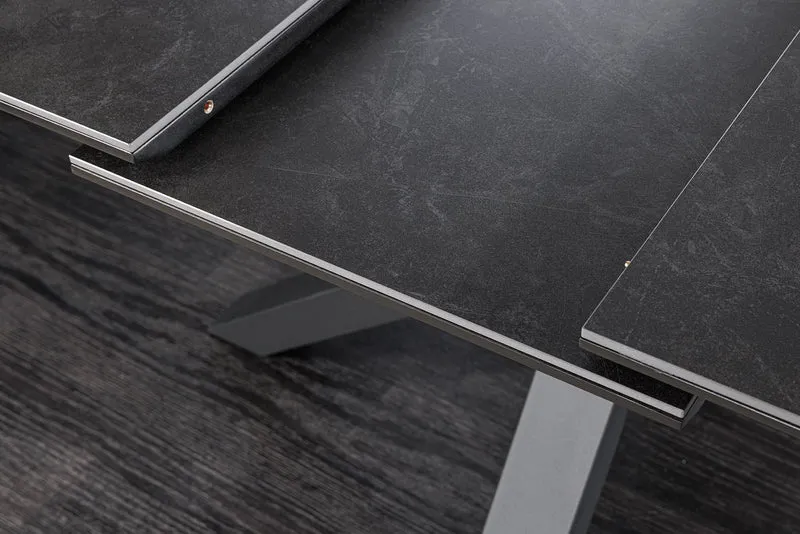 Table à manger extensible ETERNITY 160-200cm céramique gris graphite métal noir