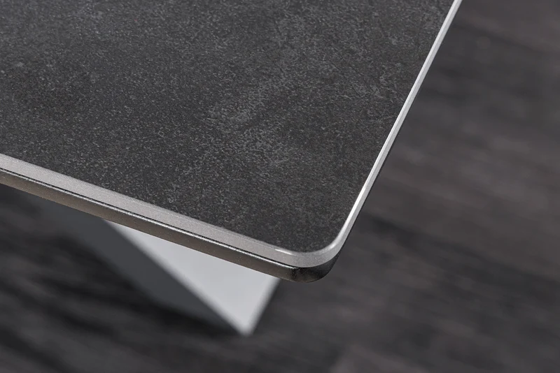 Table à manger extensible ETERNITY 160-200cm céramique gris graphite métal noir