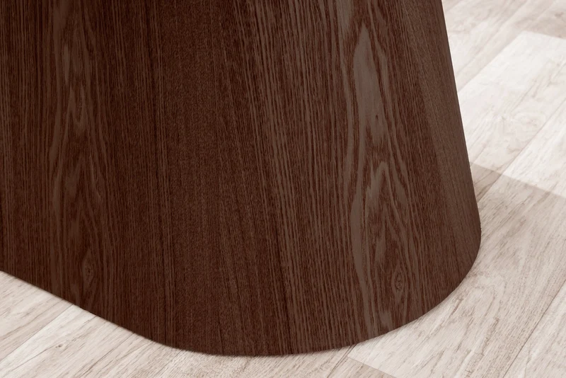 Table à manger design UNIQUE 200cm noyer blanc céramique base colonne marbre