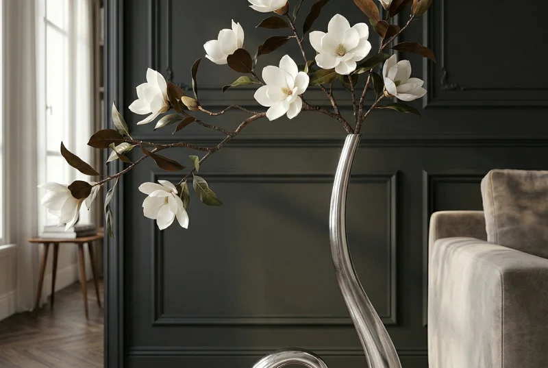 Lot de 2x Vase moderne WAVE XL 106cm aluminium argenté décoration polie