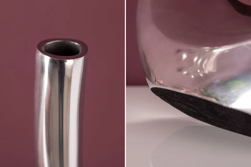 Lot de 2x Vase moderne WAVE XL 106cm aluminium argenté décoration polie