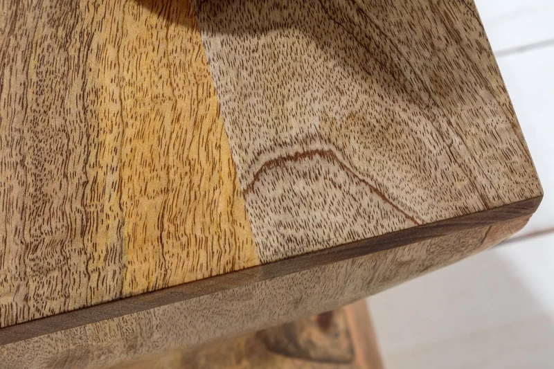 Tabouret massif TWIST 45cm en bois de manguier naturel table d'appoint faite main