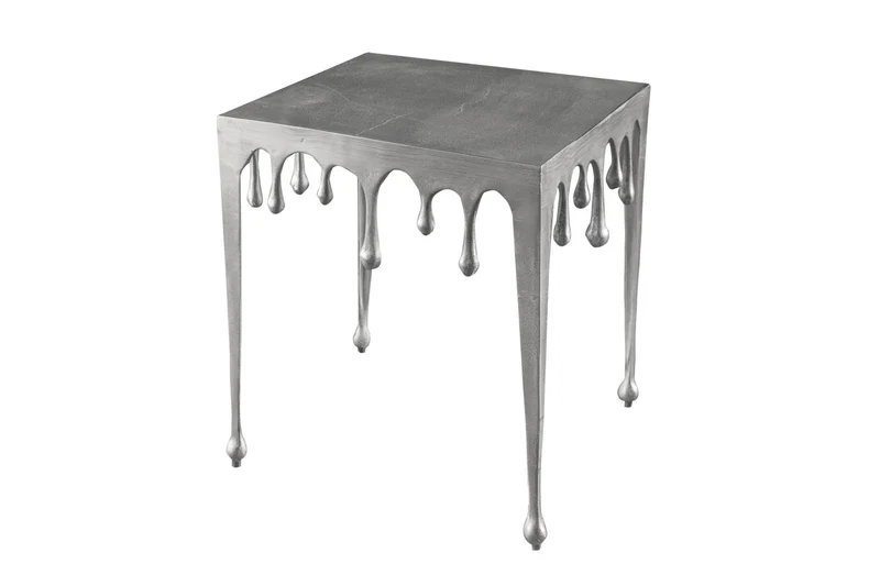 Table basse extravagante LIQUID LINE L 46cm argent design goutte