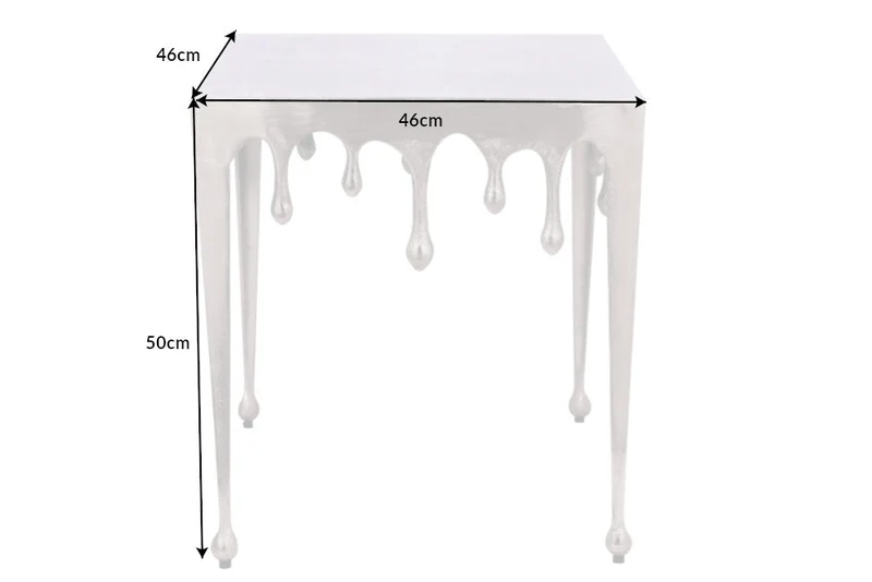 Table basse extravagante LIQUID LINE L 46cm argent design goutte