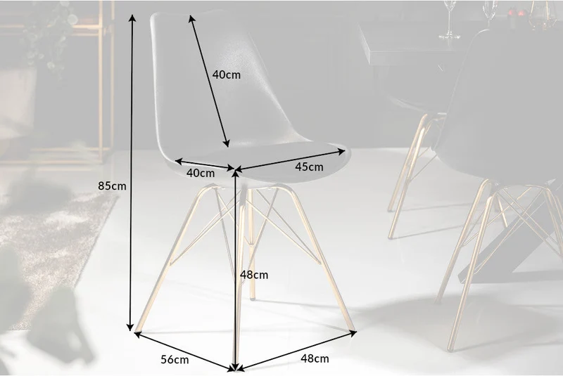 Lot de 2x chaises design SCANDINAVIA MEISTERSTÜCK pieds noir doré