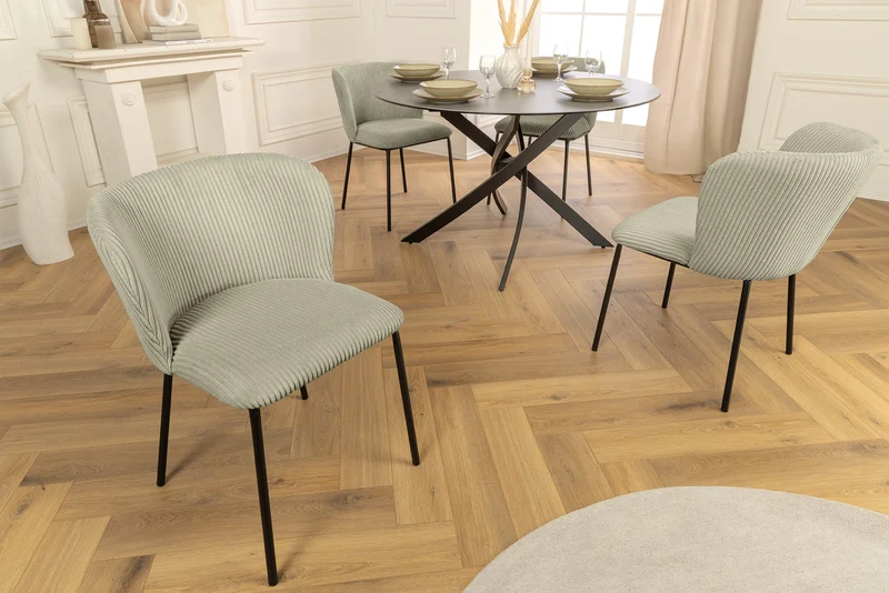 Lot de 2x chaises design LYON cordon menthe pieds métal noir