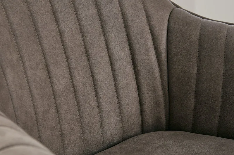 Lot de 2x Chaise design tournante LIVORNO pieds en hêtre taupe vintage avec accoudoirs