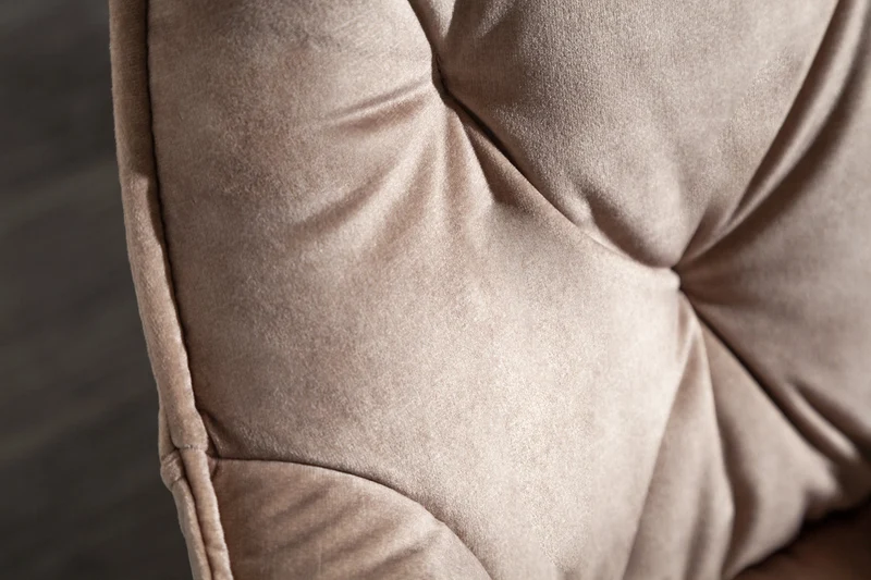 Lot de 2x Chaise design MILANO velours beige champagne avec accoudoir tapissée pieds métal noir
