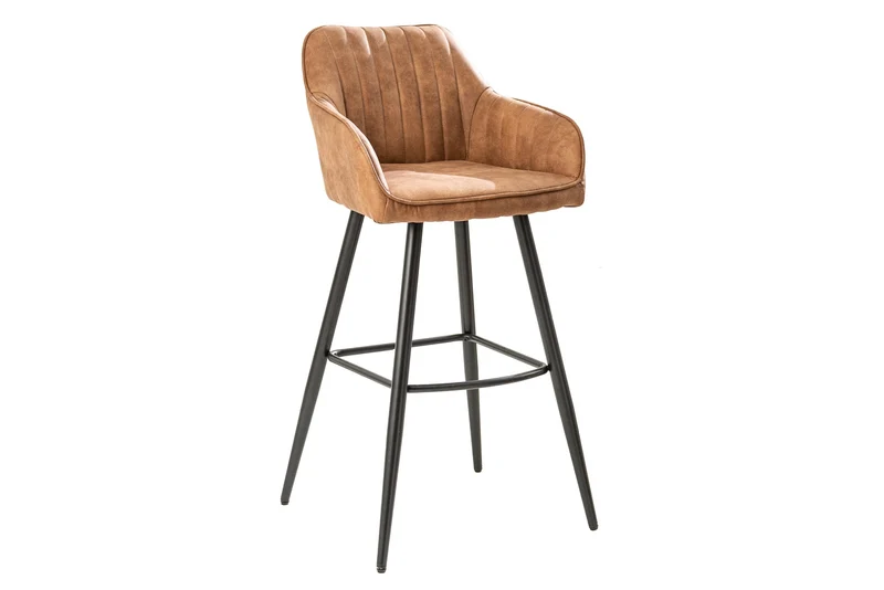 Lot de 2x Tabouret de bar élégant TURIN marron vintage avec chaise de bar matelassée décorative avec accoudoir