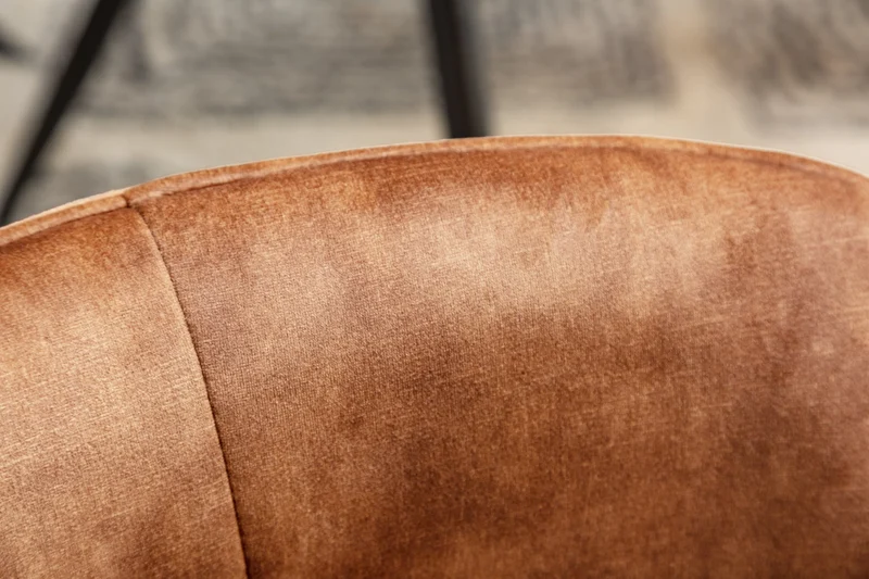 Lot de 2x Chaise design rotative EUPHORIA velours marron rouille avec accoudoir structure métal noir