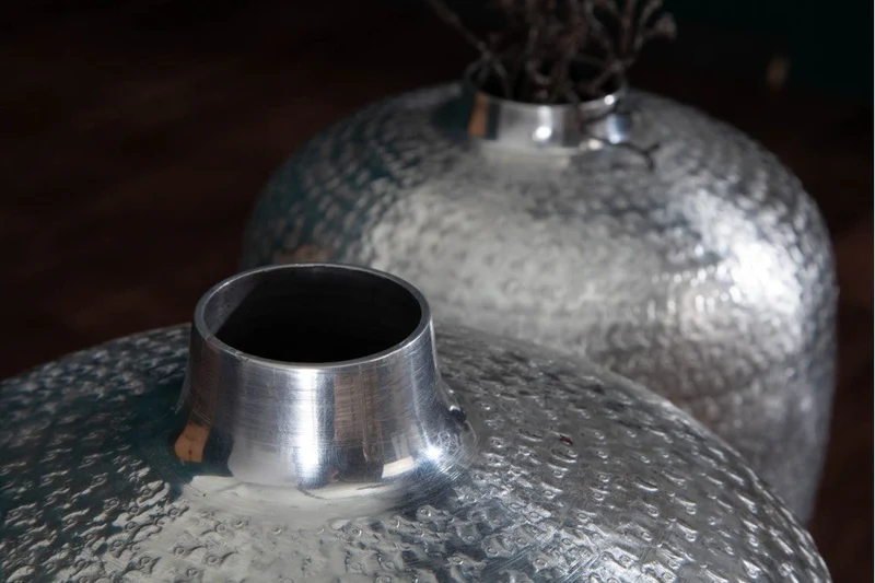 Lot de 2x Vases élégants set de 2 ORIENTAL 33cm argent décorés à la main