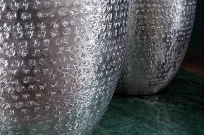 Lot de 2x Vases élégants set de 2 ORIENTAL 33cm argent décorés à la main