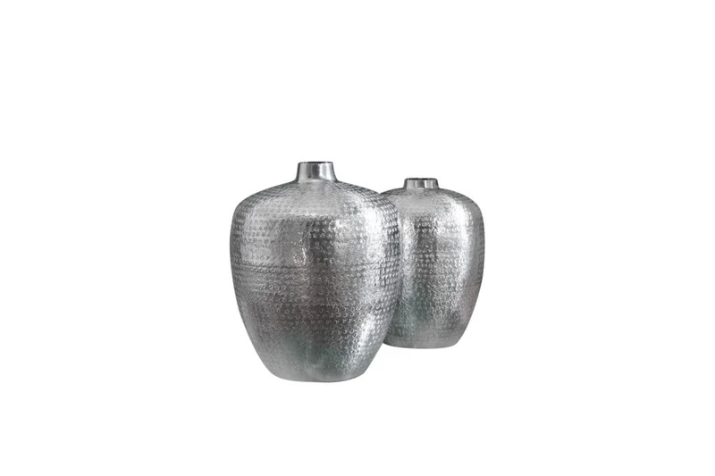 Lot de 2x Vases élégants set de 2 ORIENTAL 33cm argent décorés à la main