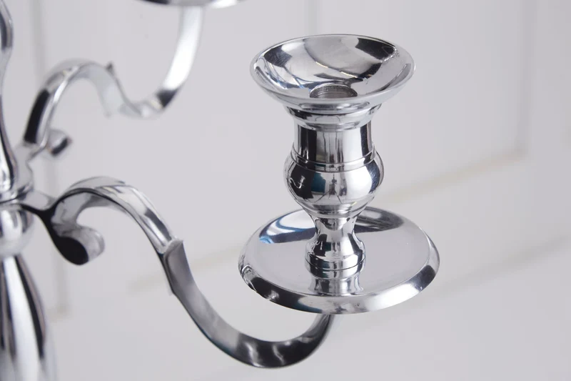 Lot de 2x Bougeoir MODERNE BAROQUE 120cm argent lustre à 5 bras bougeoir en aluminium poli