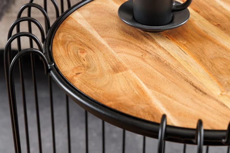 Table d'appoint industrielle TRUE ELEMENTS 50cm en bois massif d'acacia naturel