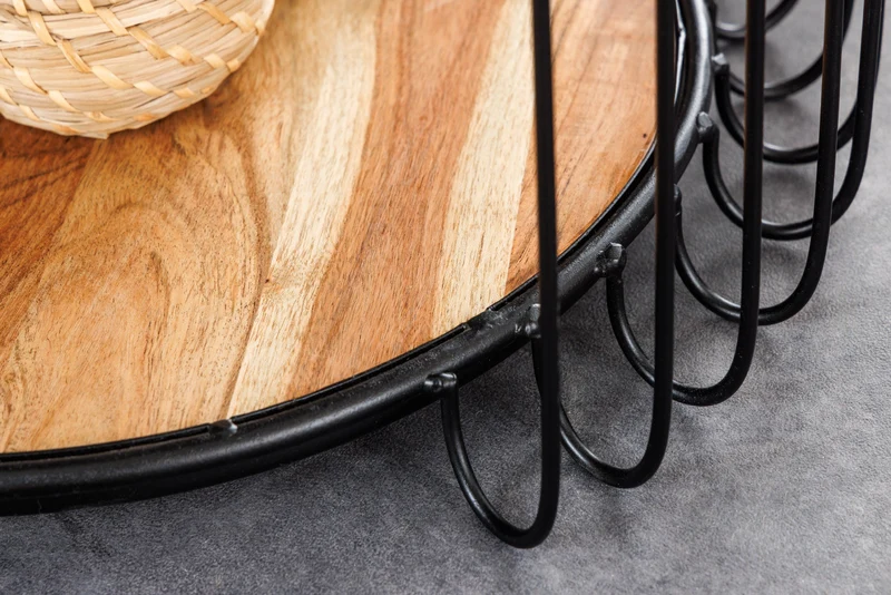 Table d'appoint industrielle TRUE ELEMENTS 50cm en bois massif d'acacia naturel