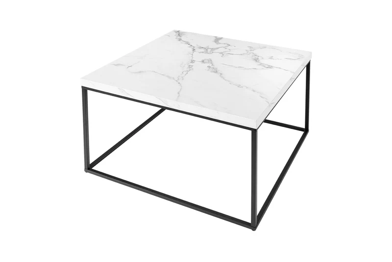 Table basse moderne ARCHITECTURE 60cm marbre blanc structure métal design