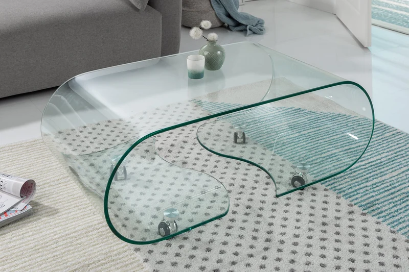 Table basse extravagante en verre FANTOME 90cm transparente