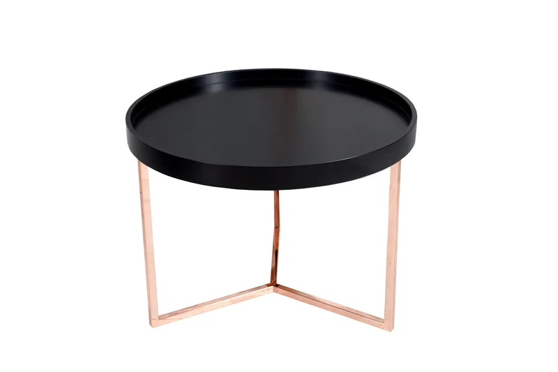 Lot de 2x Table basse extravagante MODULAR 60cm ronde en cuivre noir mat incl. plateau