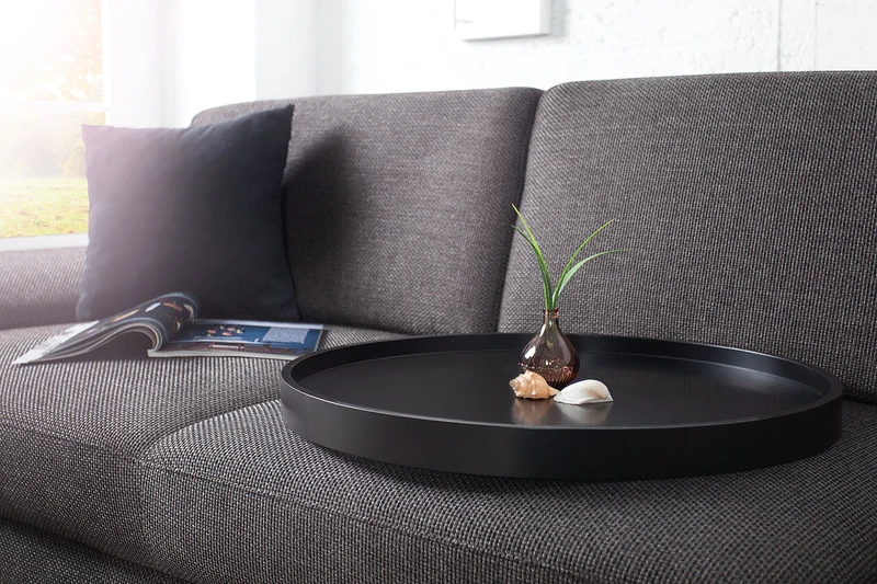 Lot de 2x Table basse extravagante MODULAR 60cm ronde en cuivre noir mat incl. plateau