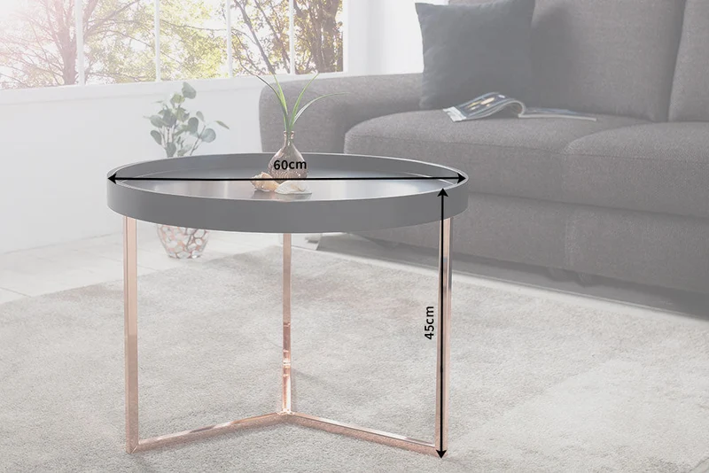 Lot de 2x Table basse extravagante MODULAR 60cm ronde en cuivre noir mat incl. plateau